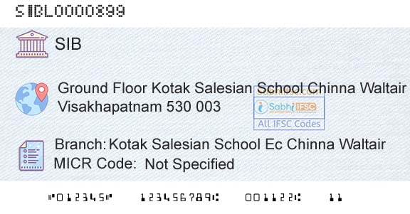 South Indian Bank Kotak Salesian School Ec Chinna WaltairBranch 