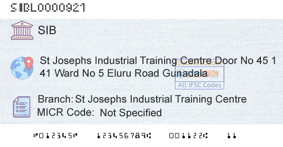 South Indian Bank St Josephs Industrial Training CentreBranch 