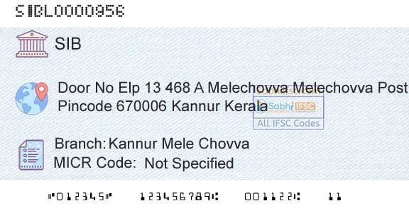 South Indian Bank Kannur Mele ChovvaBranch 
