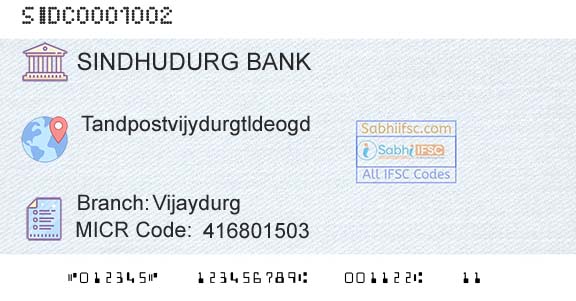 The Sindhudurg District Central Coop Bank Ltd VijaydurgBranch 
