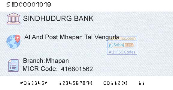 The Sindhudurg District Central Coop Bank Ltd MhapanBranch 