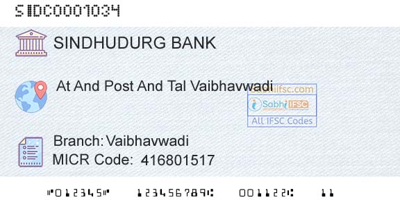 The Sindhudurg District Central Coop Bank Ltd VaibhavwadiBranch 