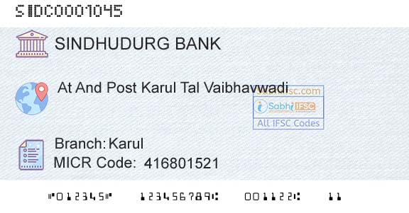 The Sindhudurg District Central Coop Bank Ltd KarulBranch 