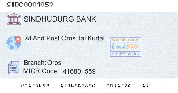 The Sindhudurg District Central Coop Bank Ltd OrosBranch 