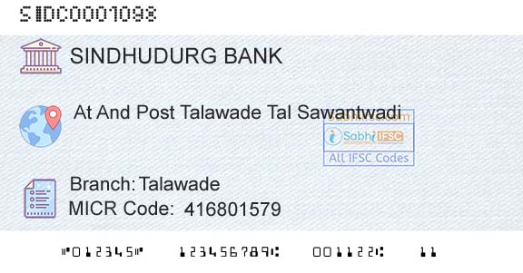 The Sindhudurg District Central Coop Bank Ltd TalawadeBranch 