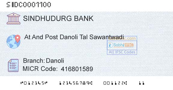 The Sindhudurg District Central Coop Bank Ltd DanoliBranch 