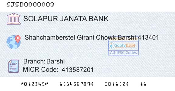 Solapur Janata Sahakari Bank Limited BarshiBranch 