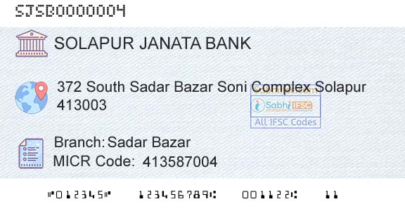 Solapur Janata Sahakari Bank Limited Sadar BazarBranch 