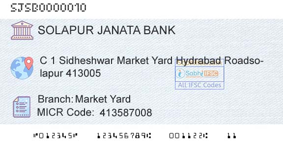 Solapur Janata Sahakari Bank Limited Market YardBranch 