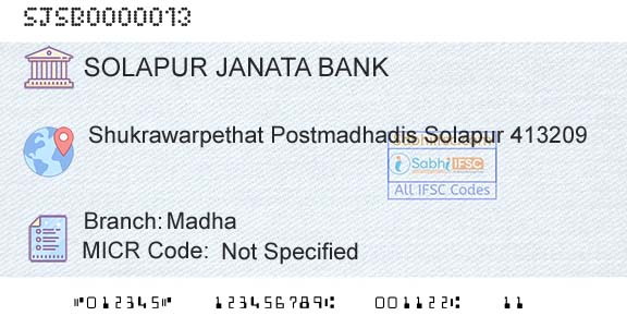 Solapur Janata Sahakari Bank Limited MadhaBranch 