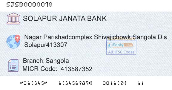 Solapur Janata Sahakari Bank Limited SangolaBranch 