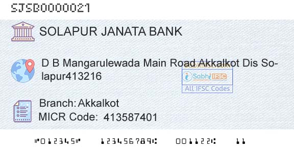 Solapur Janata Sahakari Bank Limited AkkalkotBranch 