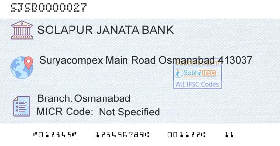 Solapur Janata Sahakari Bank Limited OsmanabadBranch 
