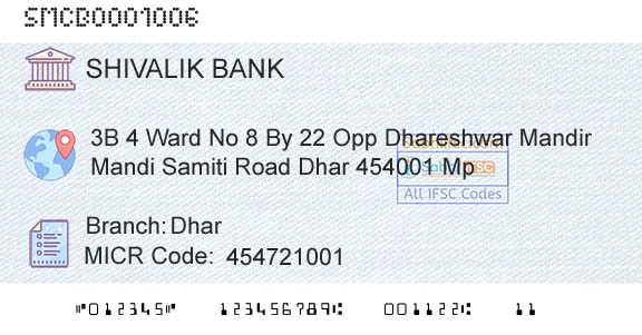 Shivalik Mercantile Co Operative Bank Ltd DharBranch 