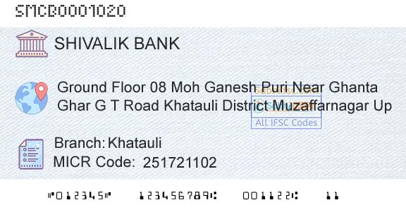 Shivalik Mercantile Co Operative Bank Ltd KhatauliBranch 