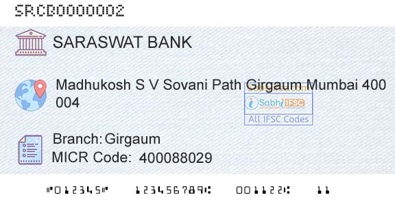 Saraswat Cooperative Bank Limited GirgaumBranch 