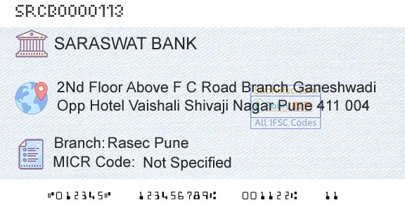 Saraswat Cooperative Bank Limited Rasec PuneBranch 