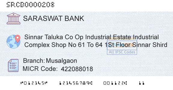 Saraswat Cooperative Bank Limited MusalgaonBranch 