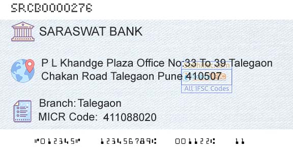 Saraswat Cooperative Bank Limited TalegaonBranch 