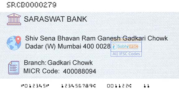 Saraswat Cooperative Bank Limited Gadkari ChowkBranch 