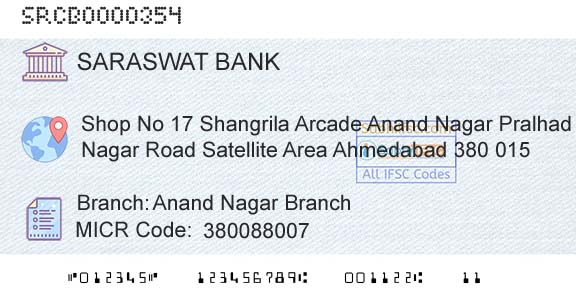 Saraswat Cooperative Bank Limited Anand Nagar BranchBranch 