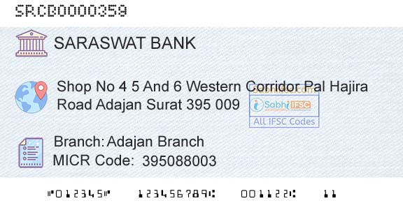 Saraswat Cooperative Bank Limited Adajan BranchBranch 