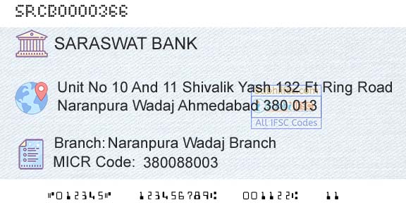 Saraswat Cooperative Bank Limited Naranpura Wadaj BranchBranch 