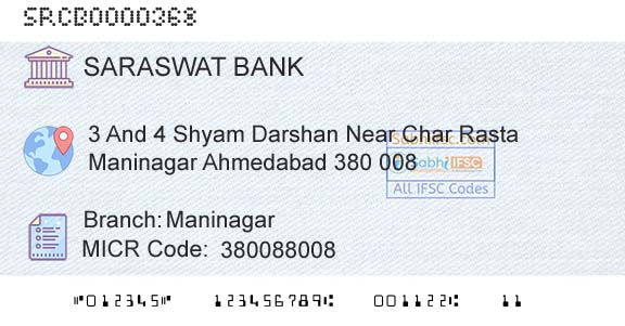 Saraswat Cooperative Bank Limited ManinagarBranch 