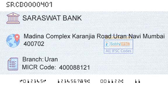 Saraswat Cooperative Bank Limited UranBranch 