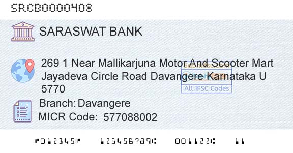 Saraswat Cooperative Bank Limited DavangereBranch 