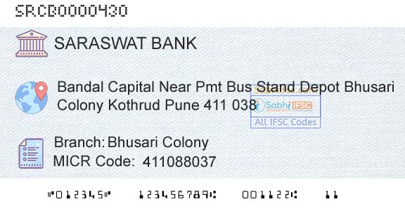 Saraswat Cooperative Bank Limited Bhusari ColonyBranch 