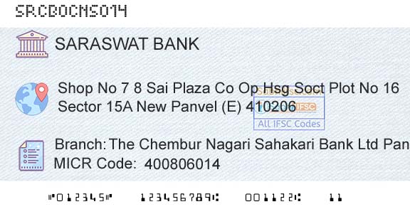 Saraswat Cooperative Bank Limited The Chembur Nagari Sahakari Bank Ltd Panvel BranchBranch 