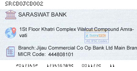 Saraswat Cooperative Bank Limited Jijau Commercial Co Op Bank Ltd Main BranchBranch 