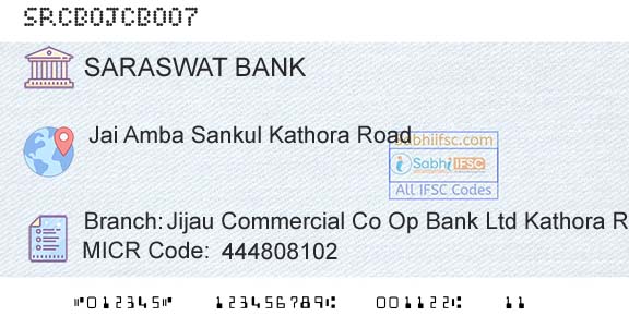 Saraswat Cooperative Bank Limited Jijau Commercial Co Op Bank Ltd Kathora Road BrancBranch 