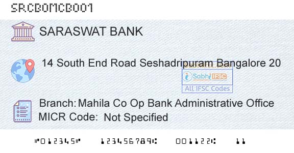 Saraswat Cooperative Bank Limited Mahila Co Op Bank Administrative OfficeBranch 