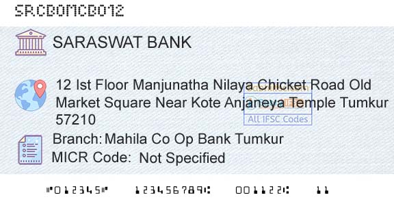 Saraswat Cooperative Bank Limited Mahila Co Op Bank TumkurBranch 