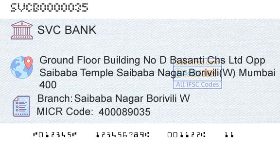 The Shamrao Vithal Cooperative Bank Saibaba Nagar Borivili W Branch 