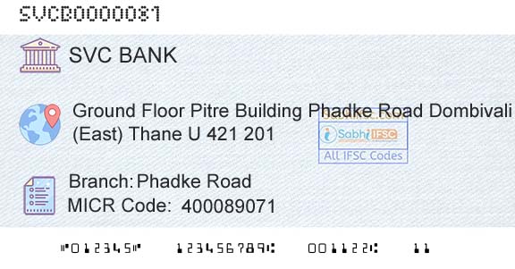 The Shamrao Vithal Cooperative Bank Phadke RoadBranch 
