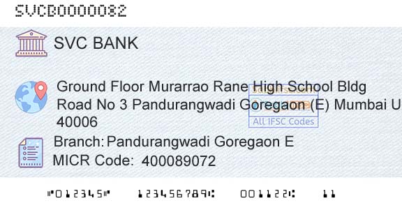 The Shamrao Vithal Cooperative Bank Pandurangwadi Goregaon E Branch 