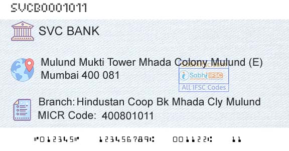 The Shamrao Vithal Cooperative Bank Hindustan Coop Bk Mhada Cly MulundBranch 