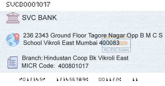 The Shamrao Vithal Cooperative Bank Hindustan Coop Bk Vikroli EastBranch 