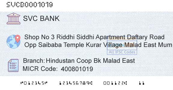 The Shamrao Vithal Cooperative Bank Hindustan Coop Bk Malad EastBranch 