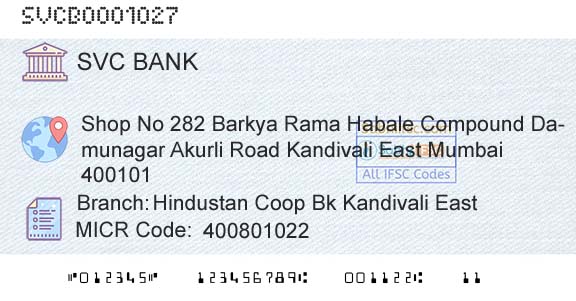 The Shamrao Vithal Cooperative Bank Hindustan Coop Bk Kandivali EastBranch 