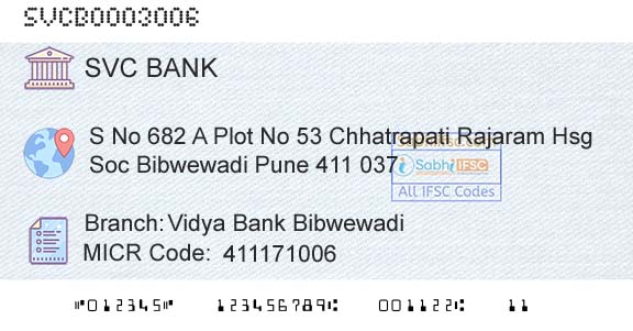 The Shamrao Vithal Cooperative Bank Vidya Bank BibwewadiBranch 