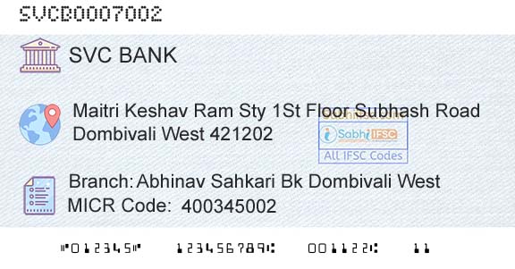 The Shamrao Vithal Cooperative Bank Abhinav Sahkari Bk Dombivali WestBranch 