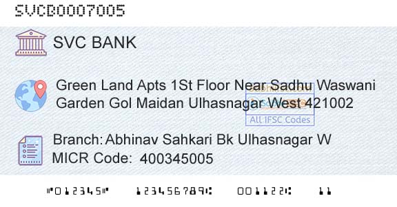The Shamrao Vithal Cooperative Bank Abhinav Sahkari Bk Ulhasnagar WBranch 