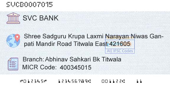 The Shamrao Vithal Cooperative Bank Abhinav Sahkari Bk TitwalaBranch 