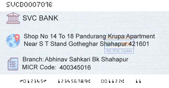 The Shamrao Vithal Cooperative Bank Abhinav Sahkari Bk ShahapurBranch 
