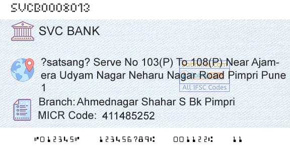 The Shamrao Vithal Cooperative Bank Ahmednagar Shahar S Bk PimpriBranch 