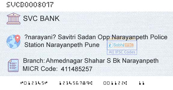 The Shamrao Vithal Cooperative Bank Ahmednagar Shahar S Bk NarayanpethBranch 